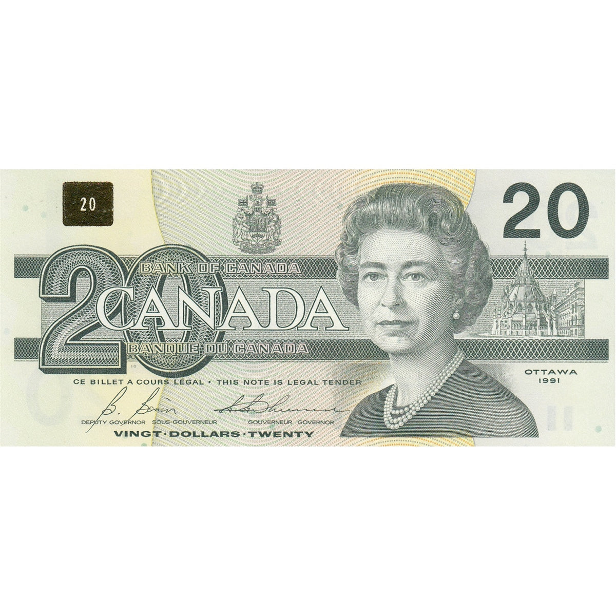 BC-58b 1991 Canada $20 Bonin-Thiessen, EVH, Choice Uncirculated (CUNC63)