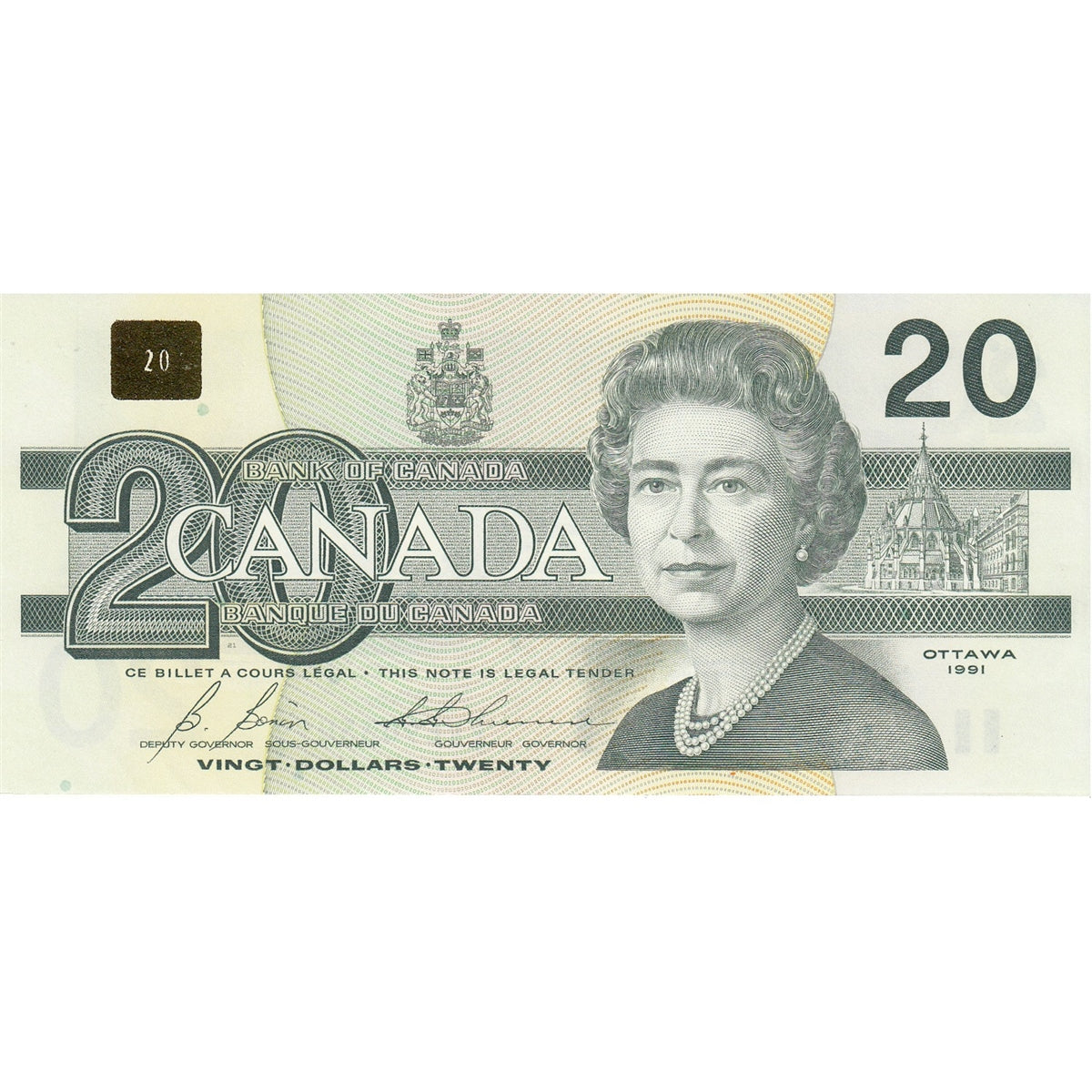 BC-58b-ii 1991 Canada $20 Bonin-Thiessen, EVE w/o BPN, AU-UNC (AU55)
