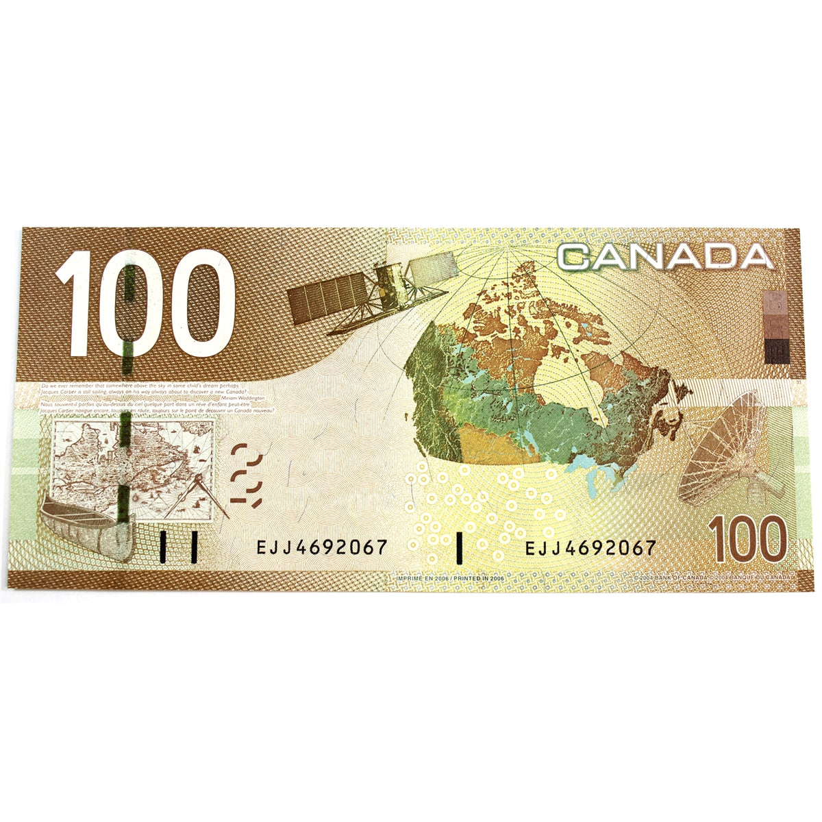 BC-66a-i 2006 Canada $100 Jenkins-Dodge, EJJ, Choice Uncirculated (CUNC63)