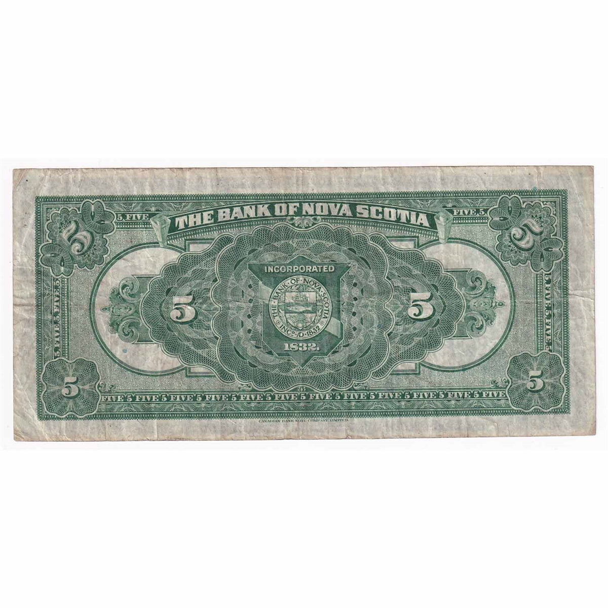 550-34-02 1929 Bank of Nova Scotia $5, Moore-McLeod, Very Fine (VF20)