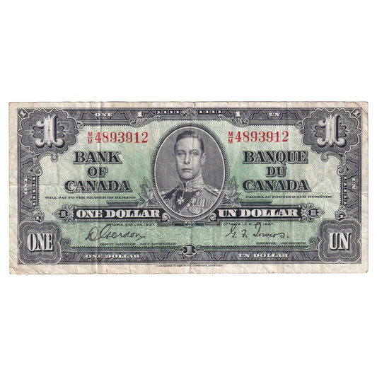 BC-21c 1937 Canada $1 Gordon-Towers, M/M, Fine (F12)