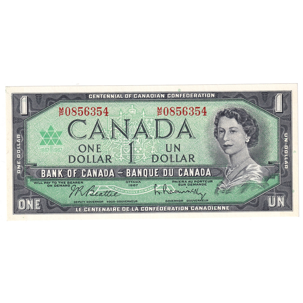 BC-45b-i 1967 Canada $1 Beattie-Rasminsky, M/P, Choice Uncirculated (CUNC63)