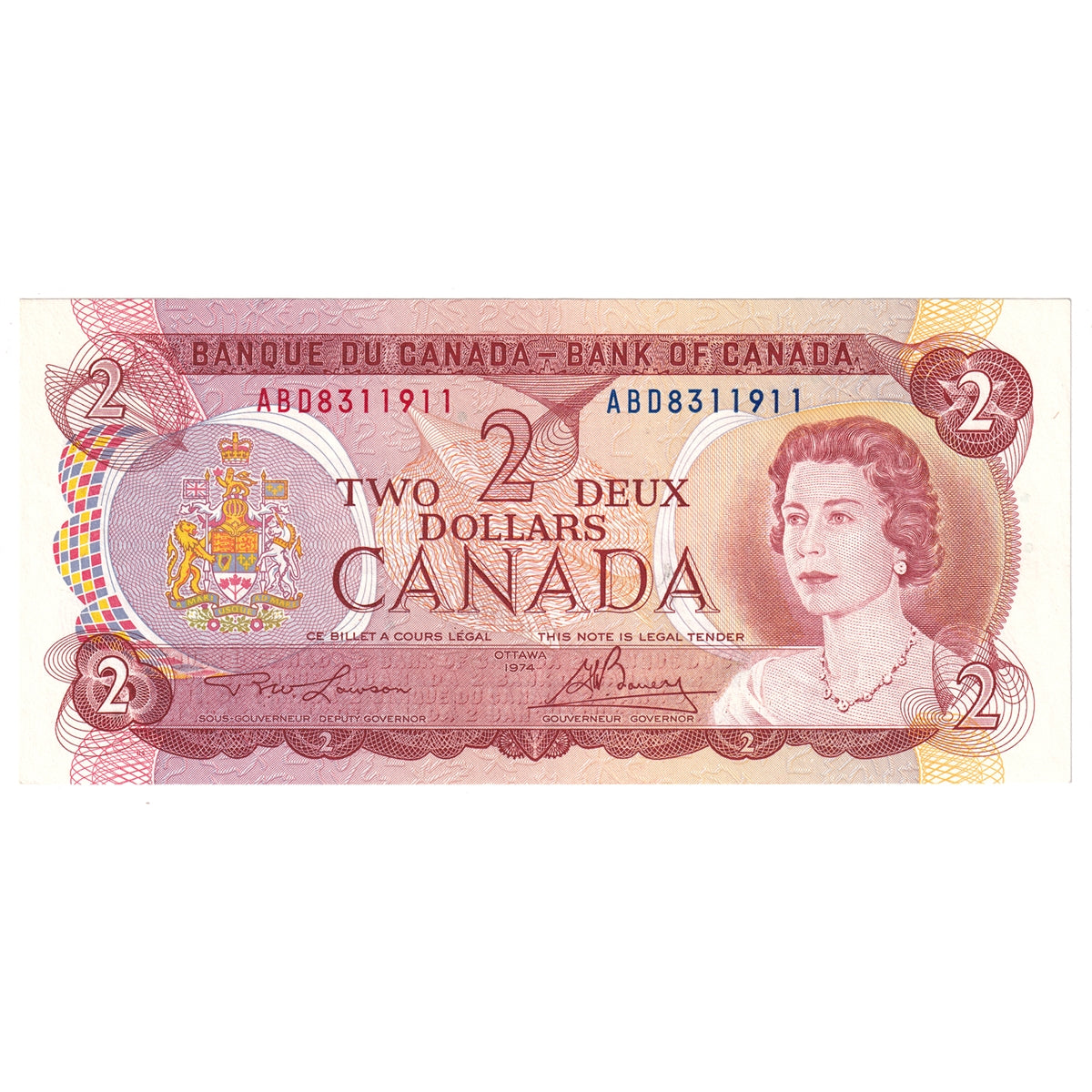 BC-47a-i 1974 Canada $2 Lawson-Bouey, ABD, EF-AU (EF45)