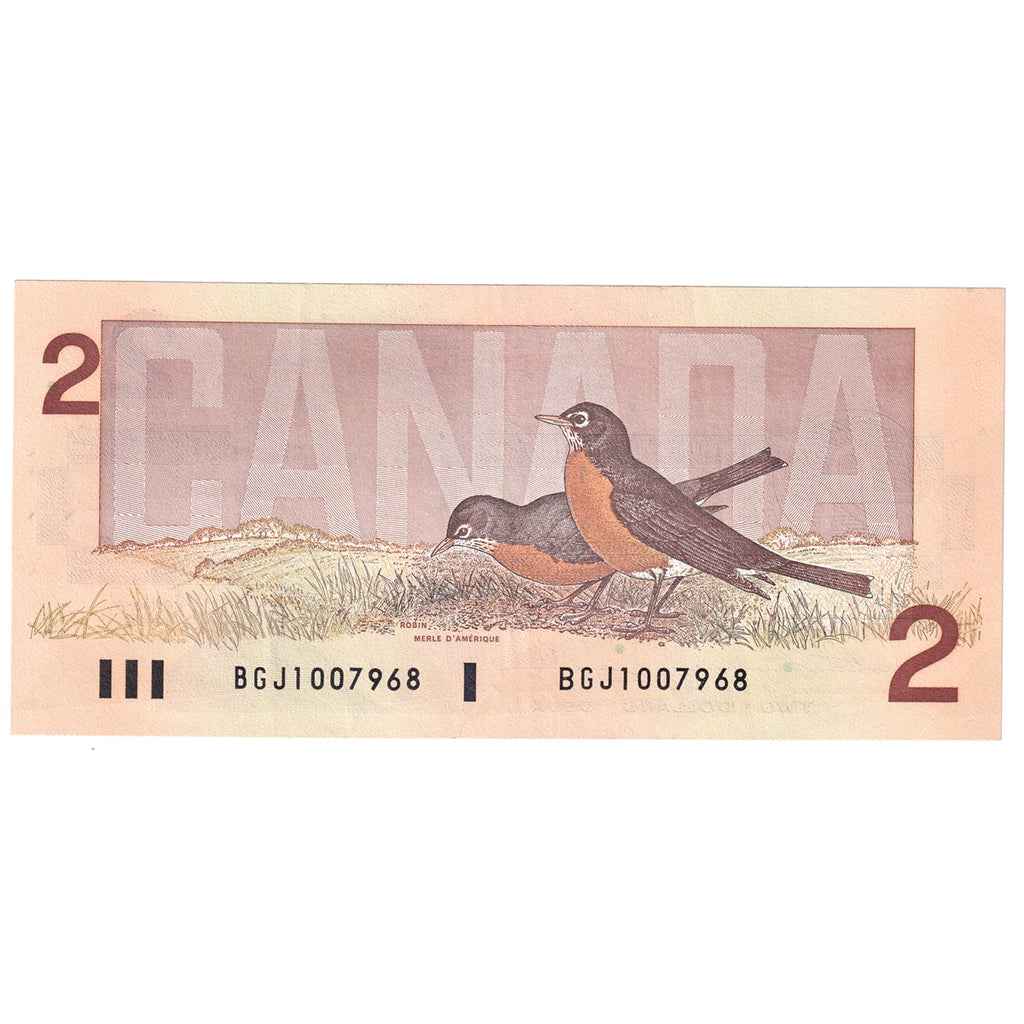 BC-55b 1986 Canada $2 Thiessen-Crow, Small/Large BGJ, VF-EF (VF30)
