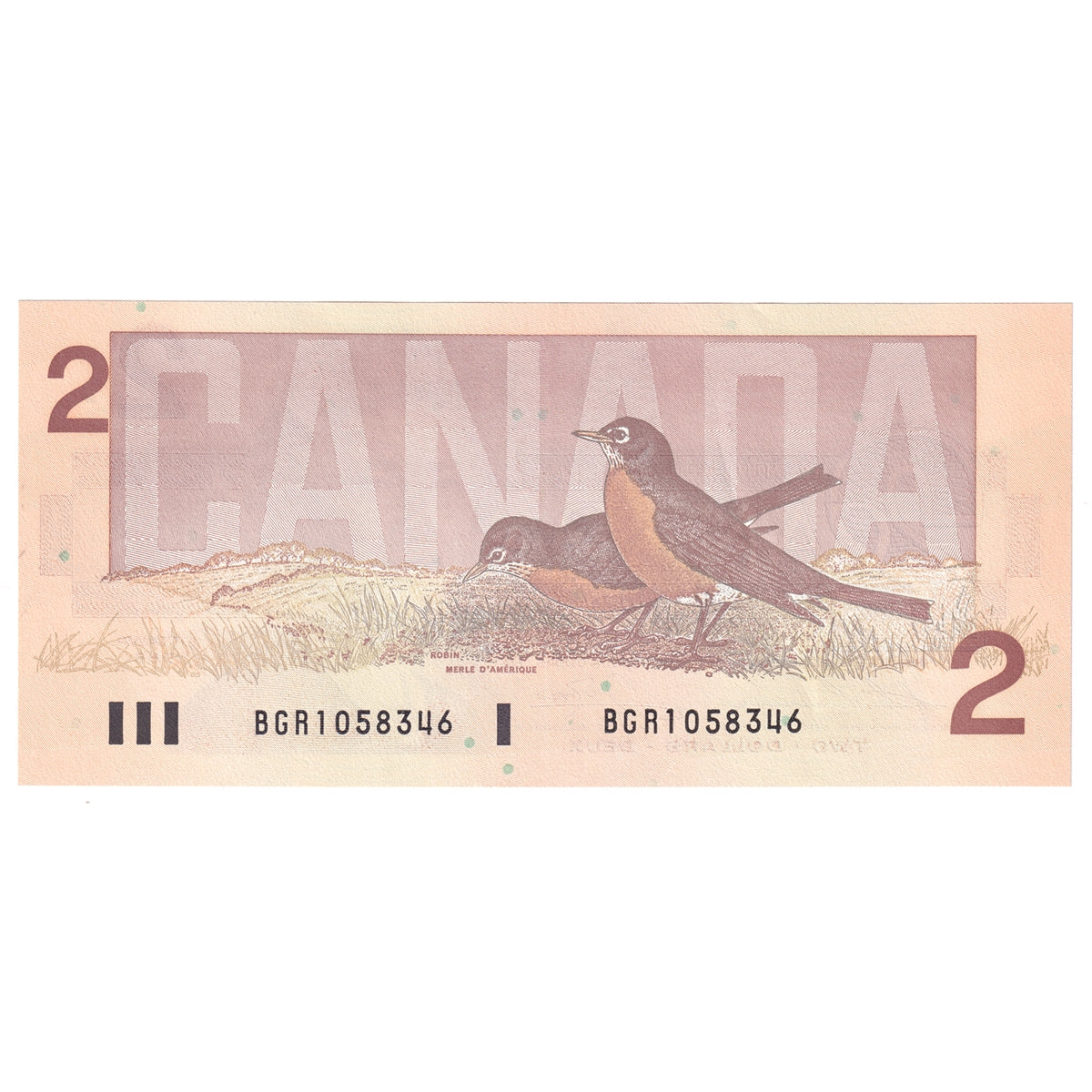 BC-55b 1986 Canada $2 Thiessen-Crow, BGR, Almost Uncirculated (AU50)