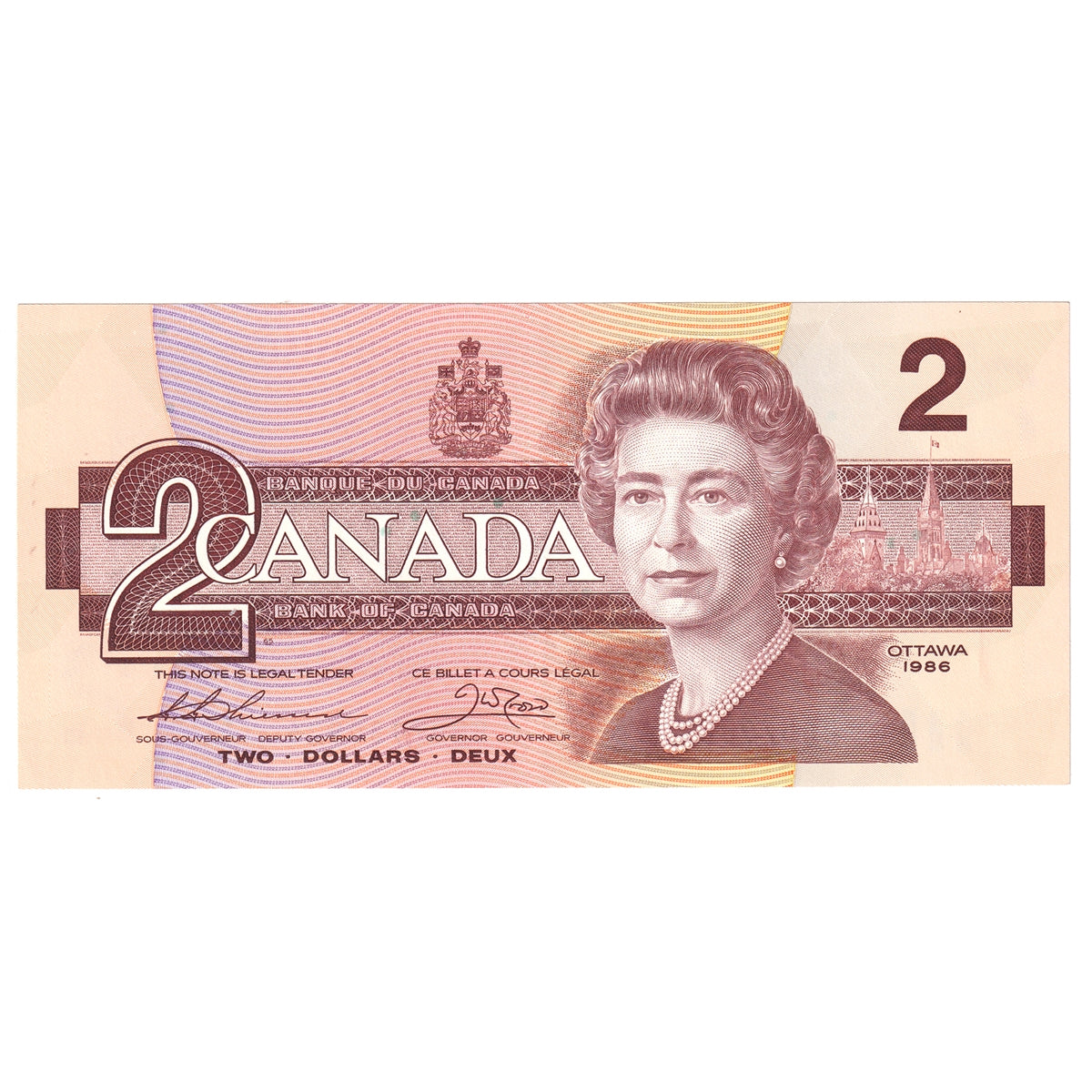 BC-55b 1986 Canada $2 Thiessen-Crow, BGU, EF-AU (EF45)