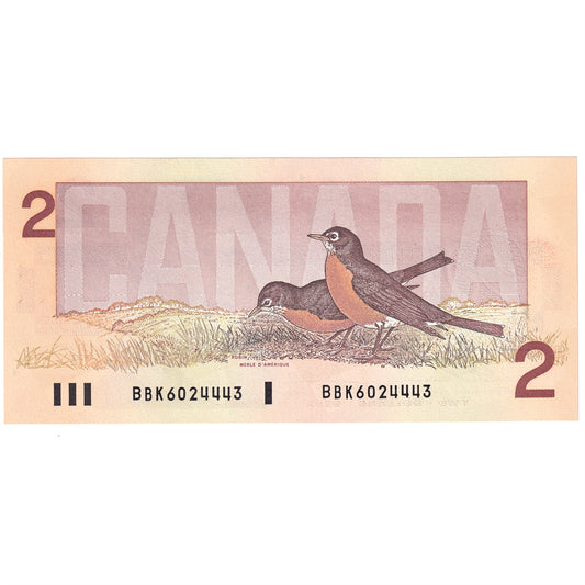 BC-55b 1986 Canada $2 Thiessen-Crow, BBK, AU-UNC (AU55)