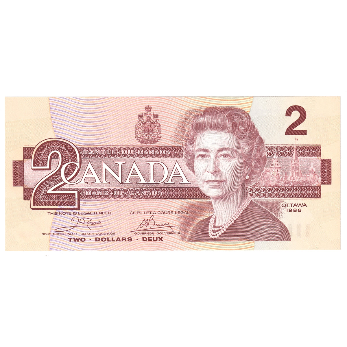 BC-55a 1986 Canada $2 Crow-Bouey, ARL, AU-UNC (AU55)