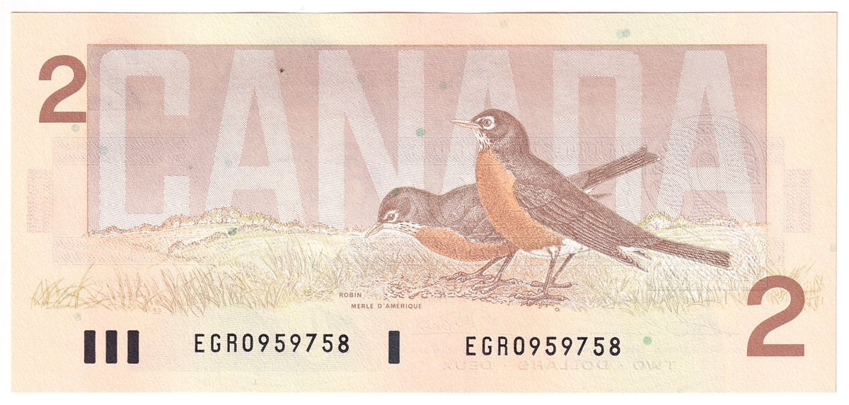 BC-55b-i 1986 Canada $2 Thiessen-Crow, EGR, Uncirculated (MS60)