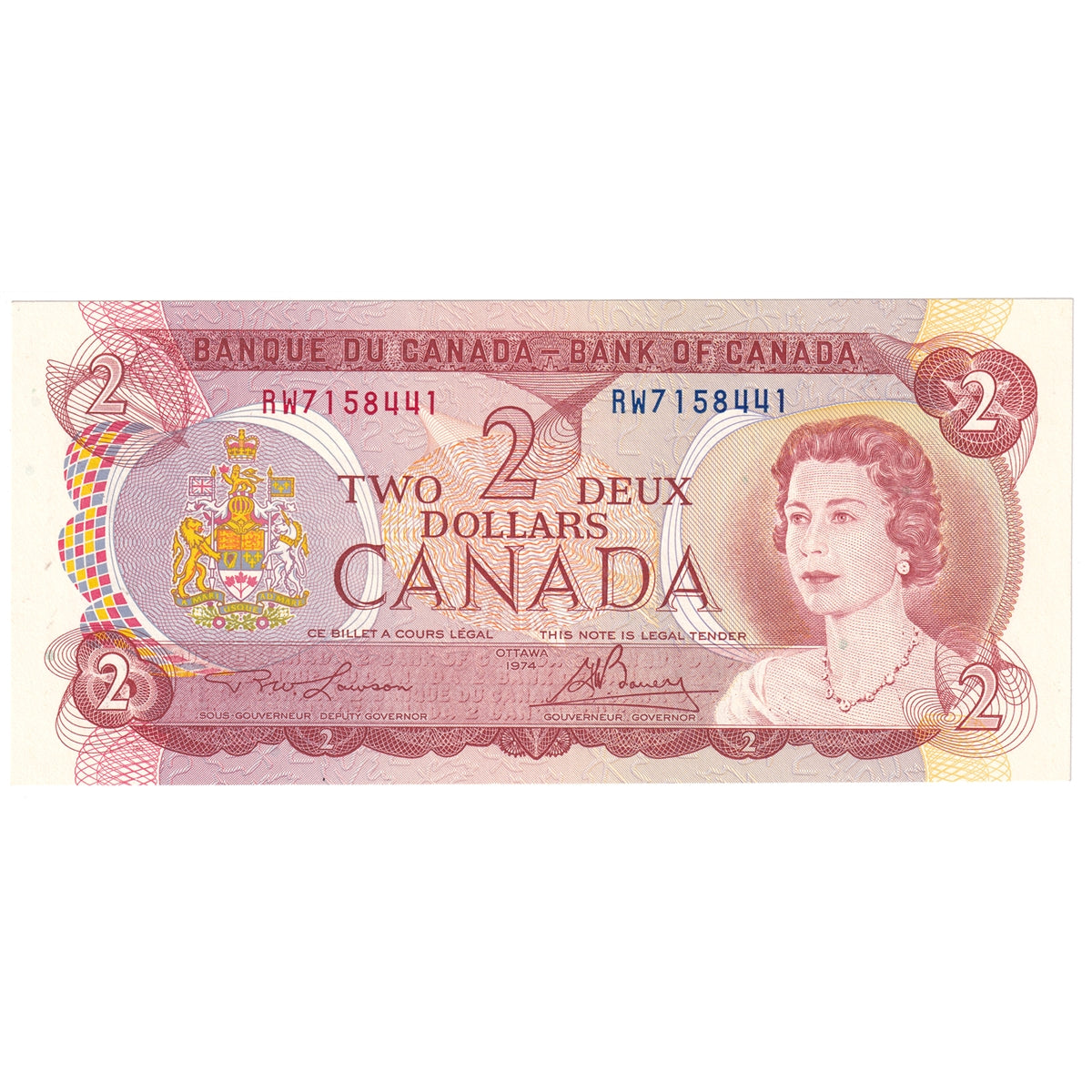 BC-47a 1974 Canada $2 Lawson-Bouey, RW, Choice Uncirculated (CUNC63)