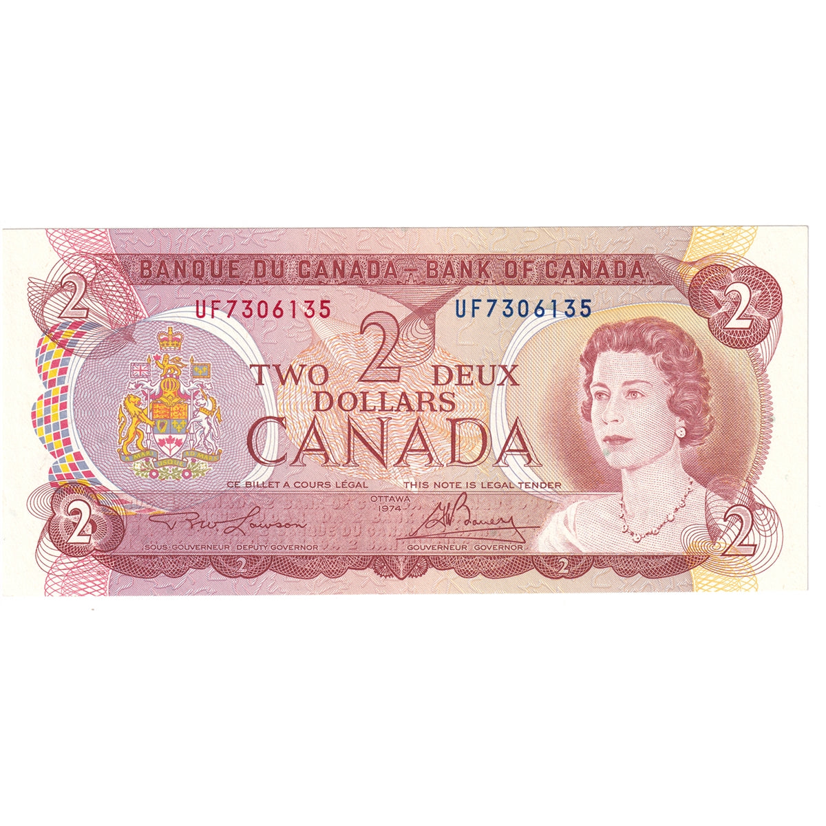 BC-47a 1974 Canada $2 Lawson-Bouey, UF, EF-AU (EF45)