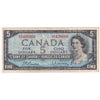 BC-39b 1954 Canada $5 Beattie-Rasminsky, H/X, F-VF (F15)
