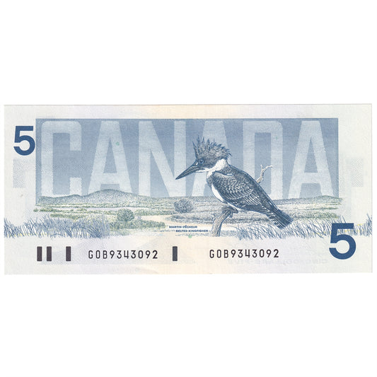 BC-56c 1986 Canada $5 Bonin-Thiessen, GOB, AU-UNC