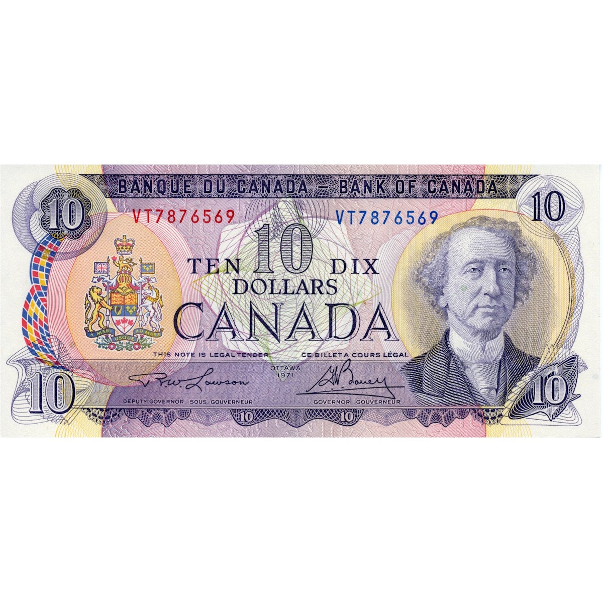 BC-49c 1971 Canada $10 Lawson-Bouey, VT, Uncirculated (MS60)