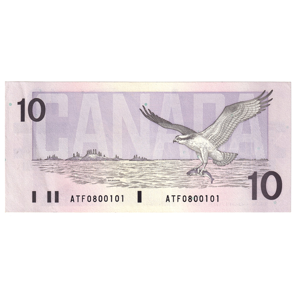 BC-57a 1989 Canada $10 Thiessen-Crow, ATF, Almost Uncirculated (AU50)