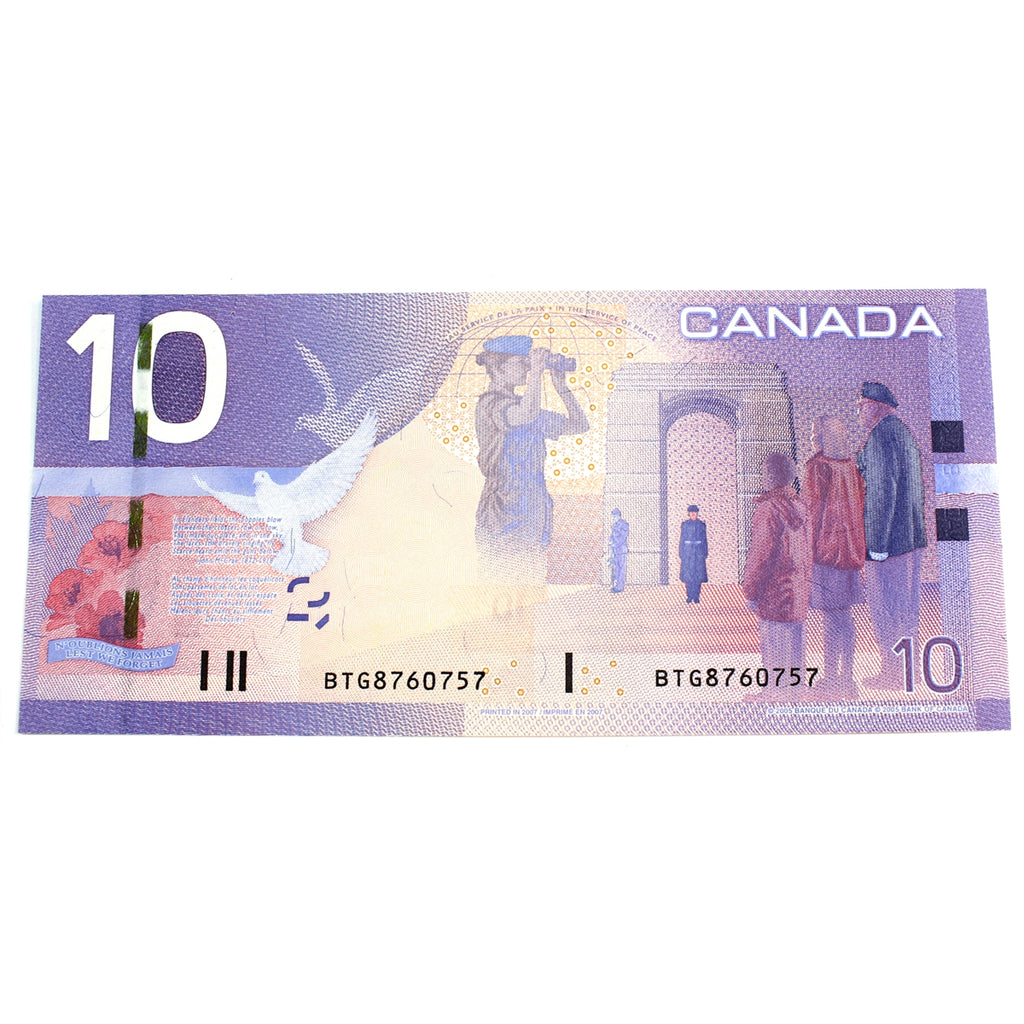 BC-68aA 2007 Canada $10 Jenkins-Dodge, BTG (8.700-8.780), Choice Uncirculated (CUNC63)