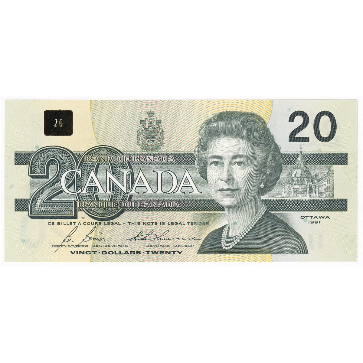 BC-58b-i 1991 Canada $20 Bonin-Thiessen, ASG, Choice Uncirculated (CUNC63)