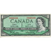 BC-37b 1954 Canada $1 Beattie-Rasminsky, A/O, Almost Uncirculated (AU50)