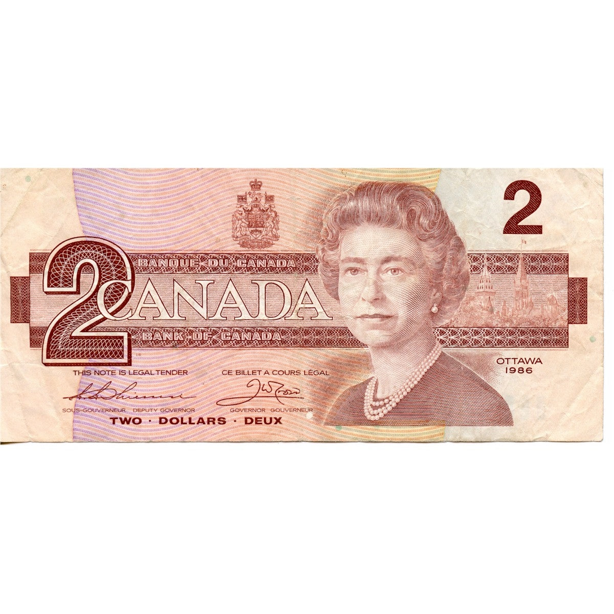 BC-55BA-i 1986 Canada $2 Thiessen-Crown, EBX, Circ