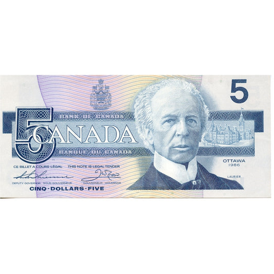 BC-56b 1986 Canada $5 Thiessen-Crow, EPF, AU