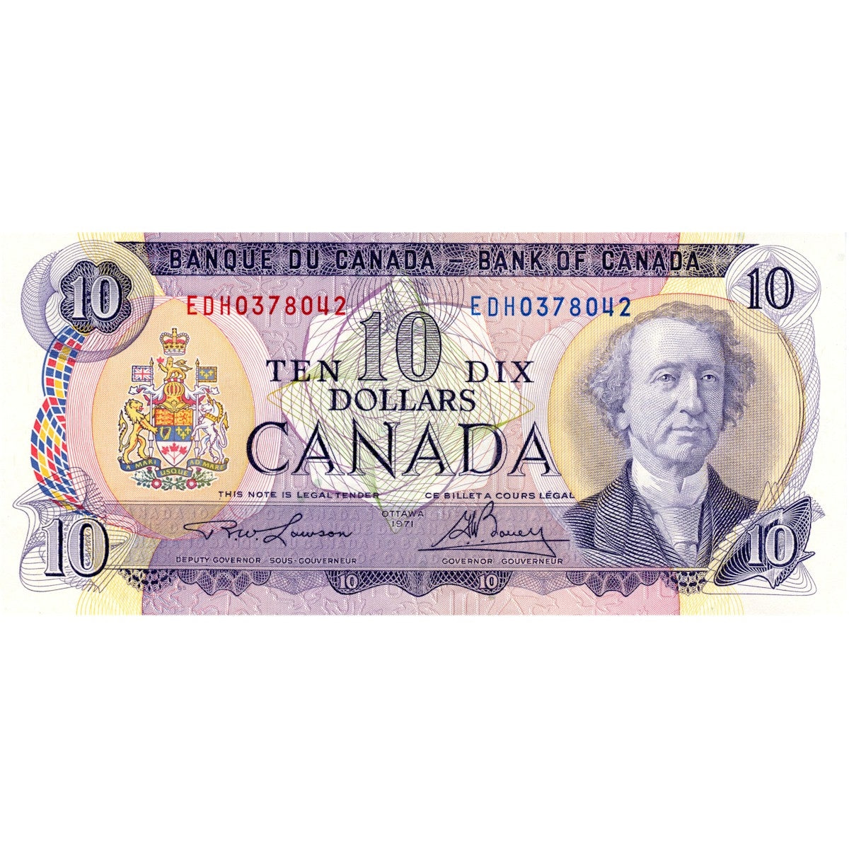 BC-49c-i 1971 Canada $10 Lawson-Bouey, EDH, AU-UNC (AU55)
