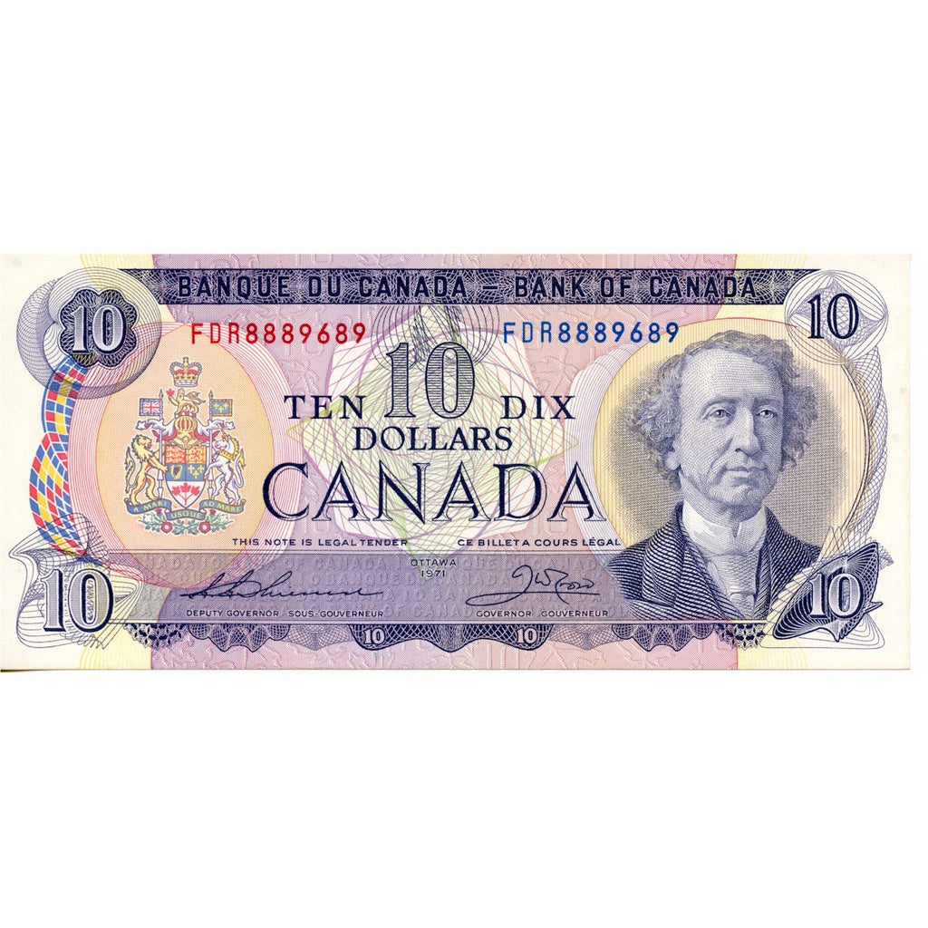 BC-49e 1971 Canada $10 Thiessen-Crow, FDR, Uncirculated (MS60)