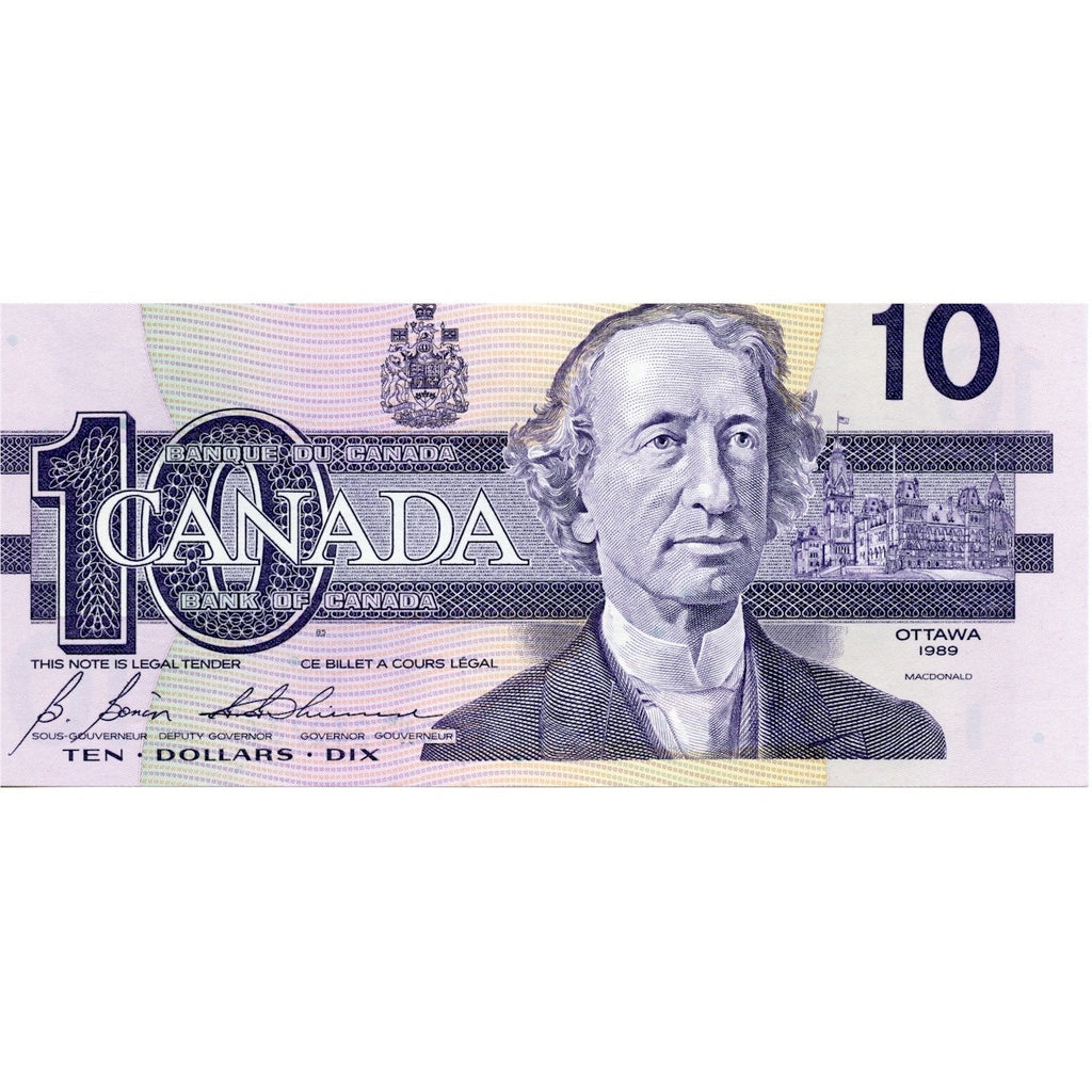 BC-57b 1989 Canada $10 Bonin-Thiessen, BDN, AU-UNC (AU55)