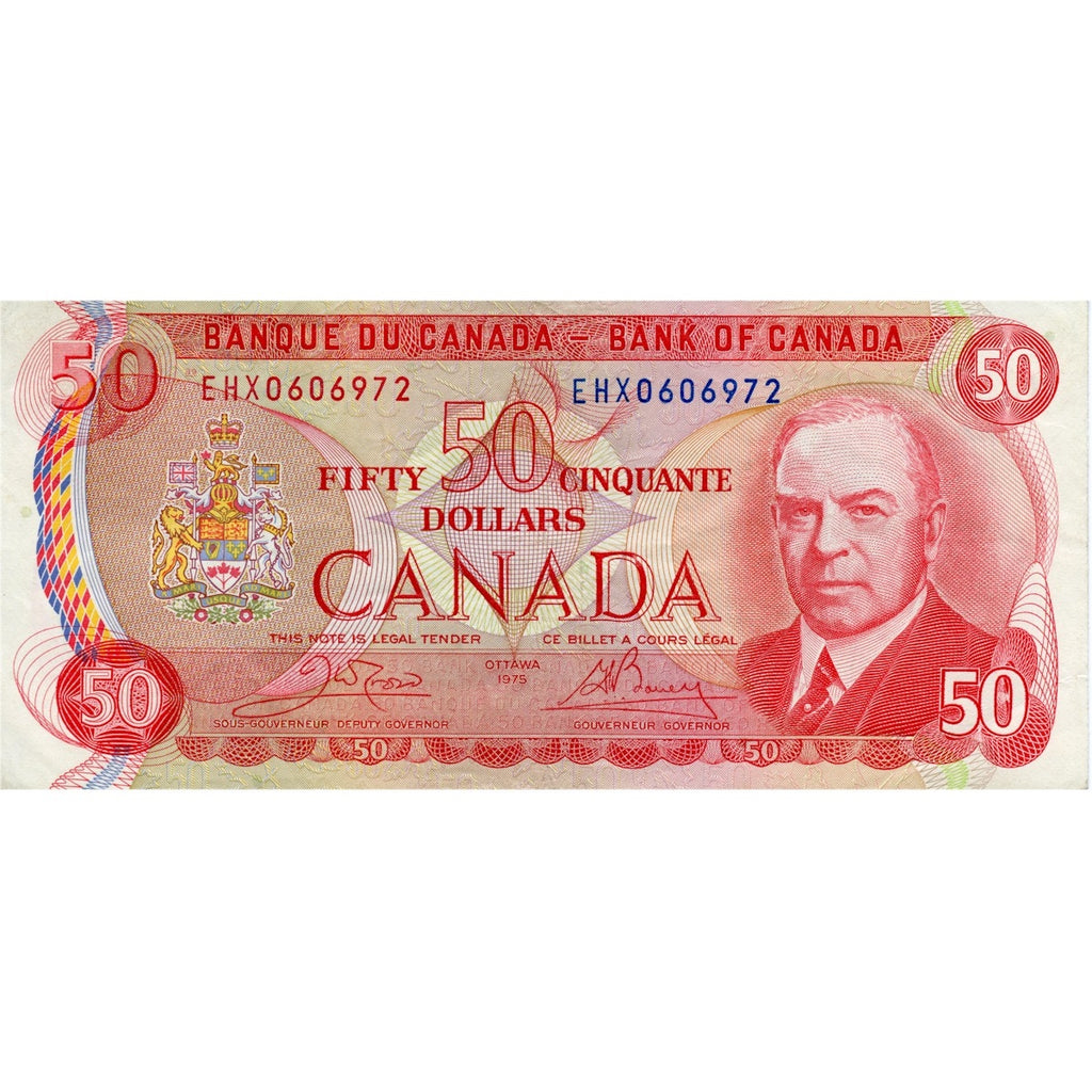 BC-51bA 1975 Canada $50 Crow-Bouey, EHX, F-VF (F15)