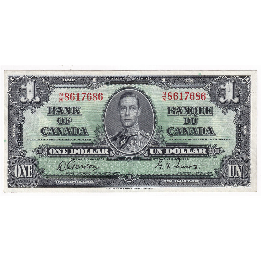 BC-21c 1937 Canada $1 Gordon-Towers, N/M, Almost Uncirculated (AU50)