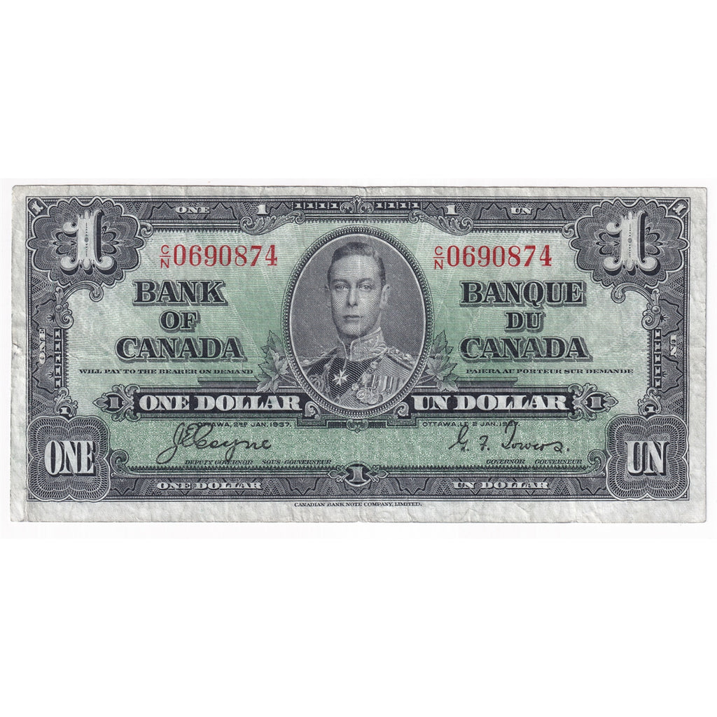 BC-21d 1937 Canada $1 Coyne-Towers, C/N, VG-F (VG10)