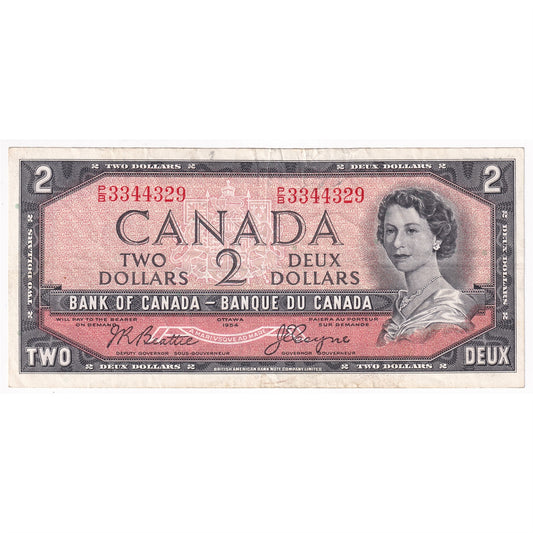 BC-38a 1954 Canada $2 Beattie-Coyne, P/B, Very Fine (VF20)