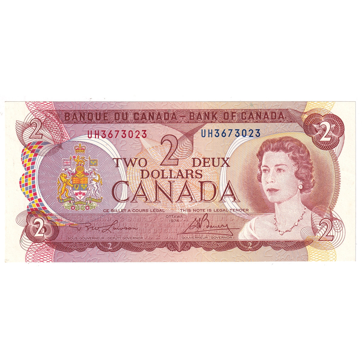 BC-47a 1974 Canada $2 Lawson-Bouey, UH, Uncirculated (MS60)