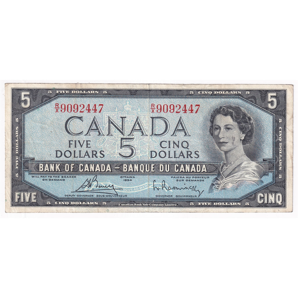 BC-39c 1954 Canada $5 Bouey-Rasminsky, R/X, Very Fine (VF20)