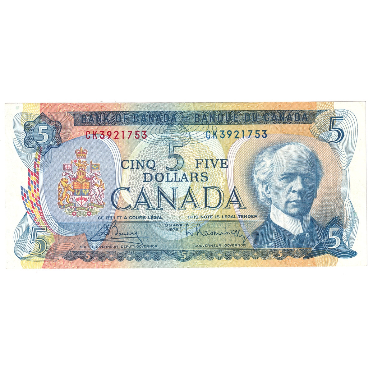 BC-48a 1972 Canada $5 Bouey-Rasminsky, CK, VF-EF (VF30)