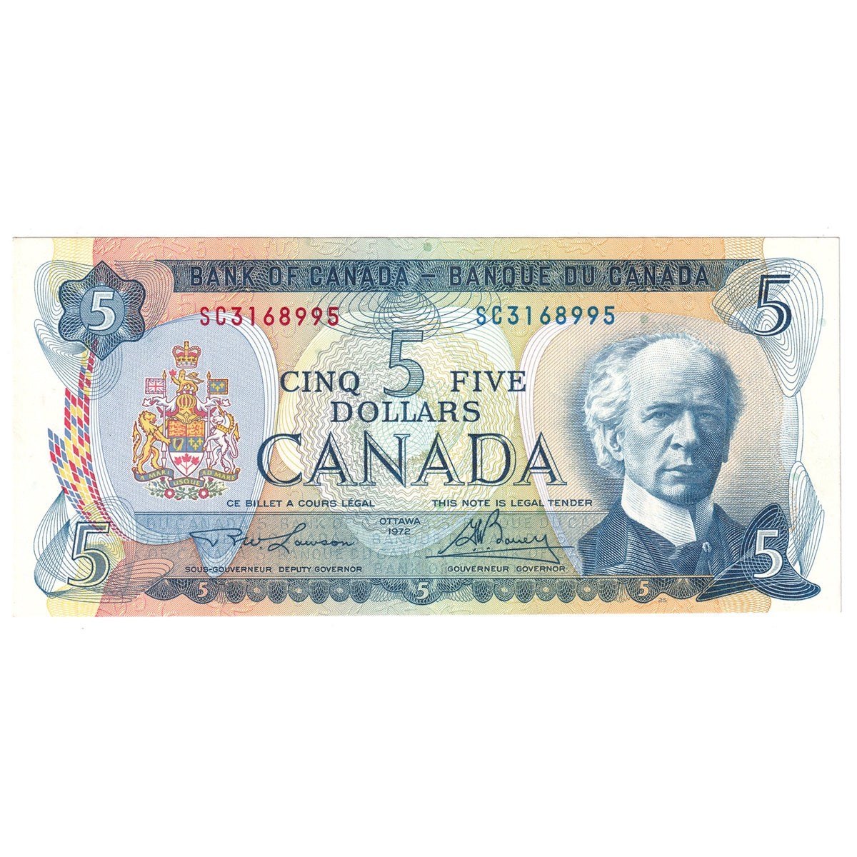 BC-48b 1972 Canada $5 Lawson-Bouey, SC, VF-EF (VF30)
