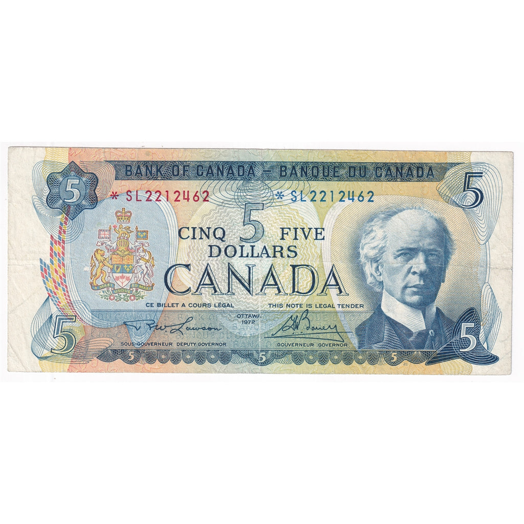 BC-48bA 1972 Canada $5 Lawson-Bouey, *SL, Fine (F12)