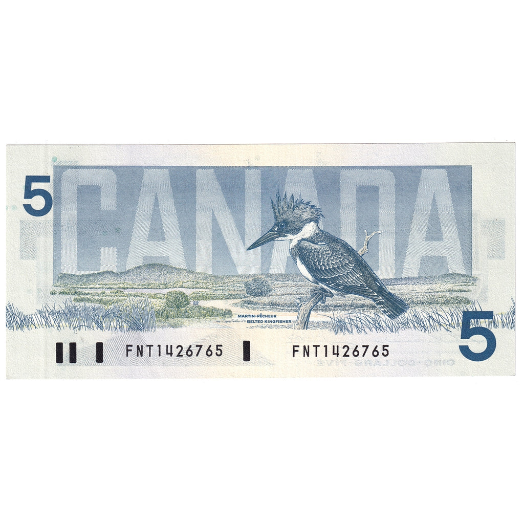 BC-56b 1986 Canada $5 Thiessen-Crow, FNT, Almost Uncirculated (AU50)