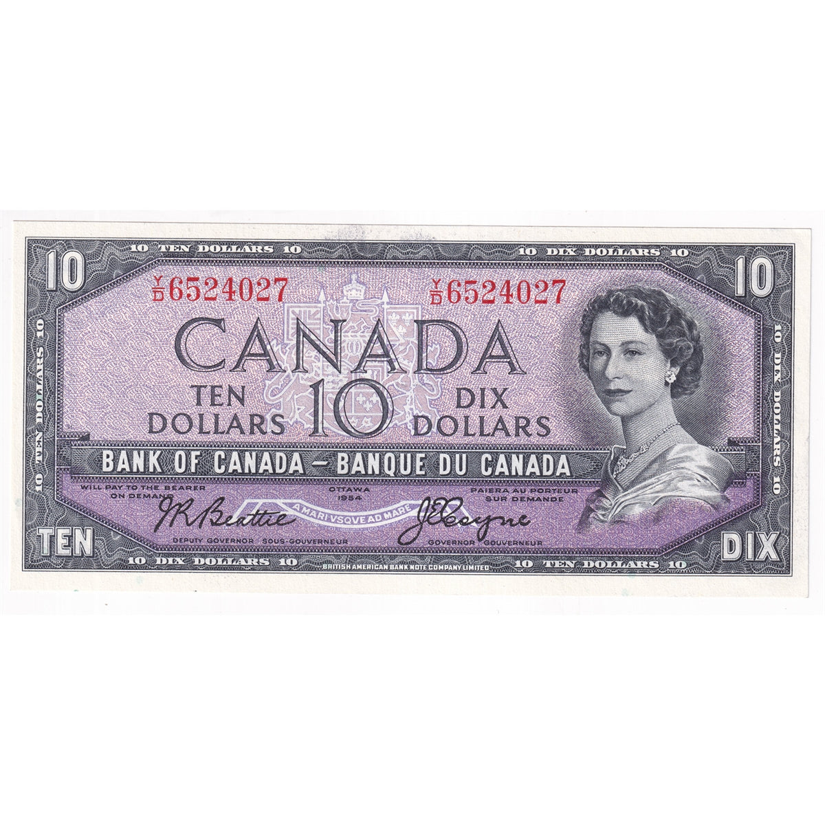 BC-40a 1954 Canada $10 Beattie-Coyne, Y/D, Uncirculated (MS60)