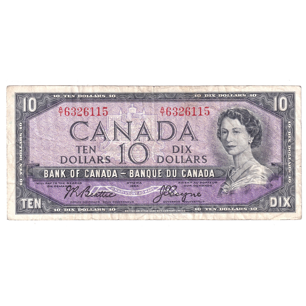 BC-40a 1954 Canada $10 Beattie-Coyne, A/T, Fine (F12)
