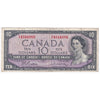 BC-40b 1954 Canada $10 Beattie-Rasminsky, T/T, Fine (F12)