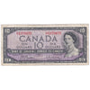 BC-40b 1954 Canada $10 Beattie-Rasminsky, U/T, Fine (F12)