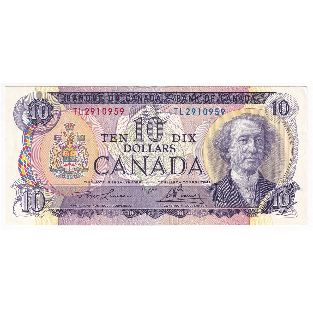 BC-49c 1971 Canada $10 Lawson-Bouey, TL, AU-UNC (AU55)