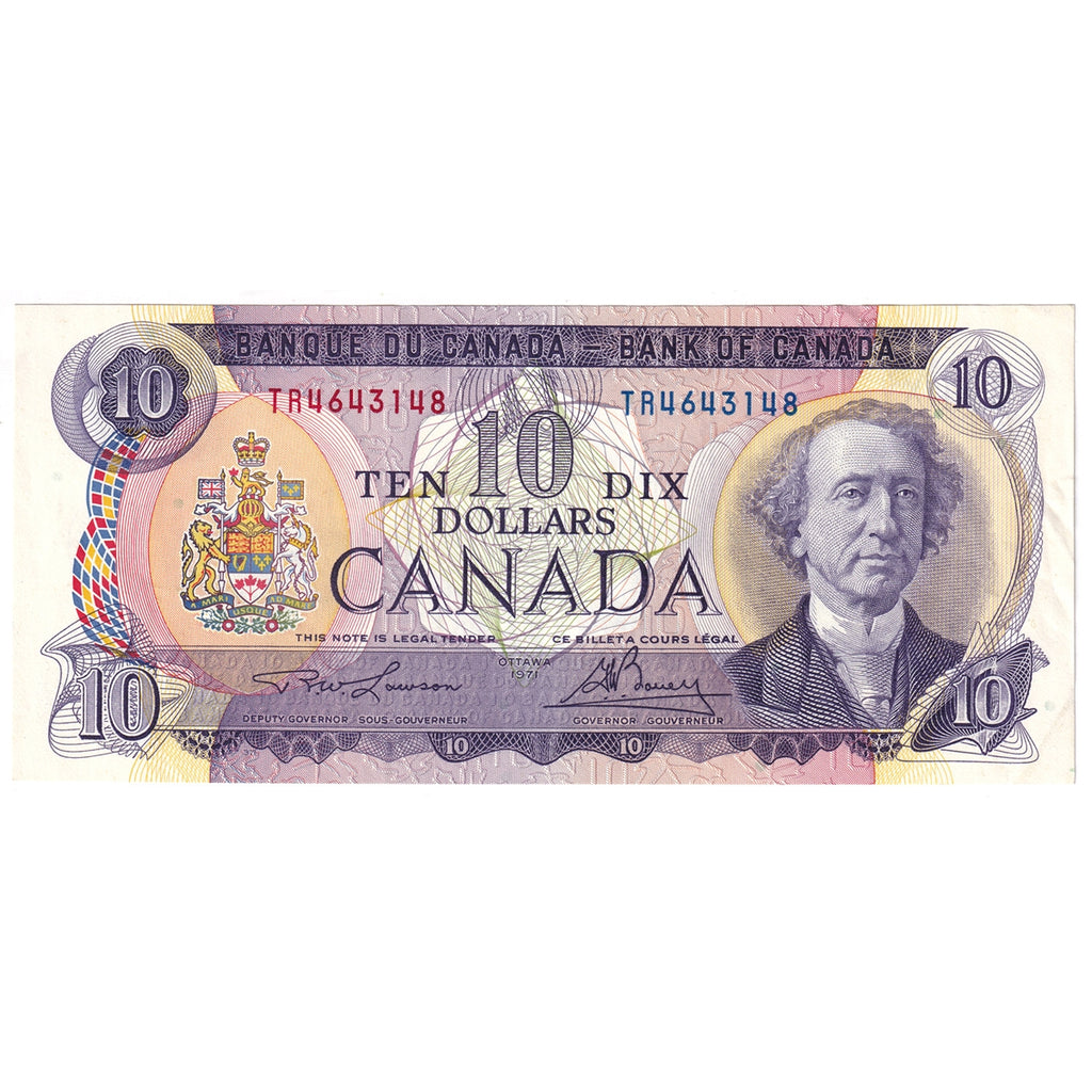BC-49c 1971 Canada $10 Lawson-Bouey, TR, Almost Uncirculated (AU50)