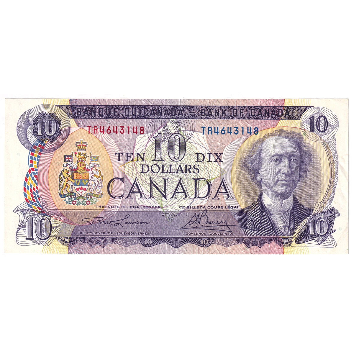 BC-49c 1971 Canada $10 Lawson-Bouey, TR, Almost Uncirculated (AU50)