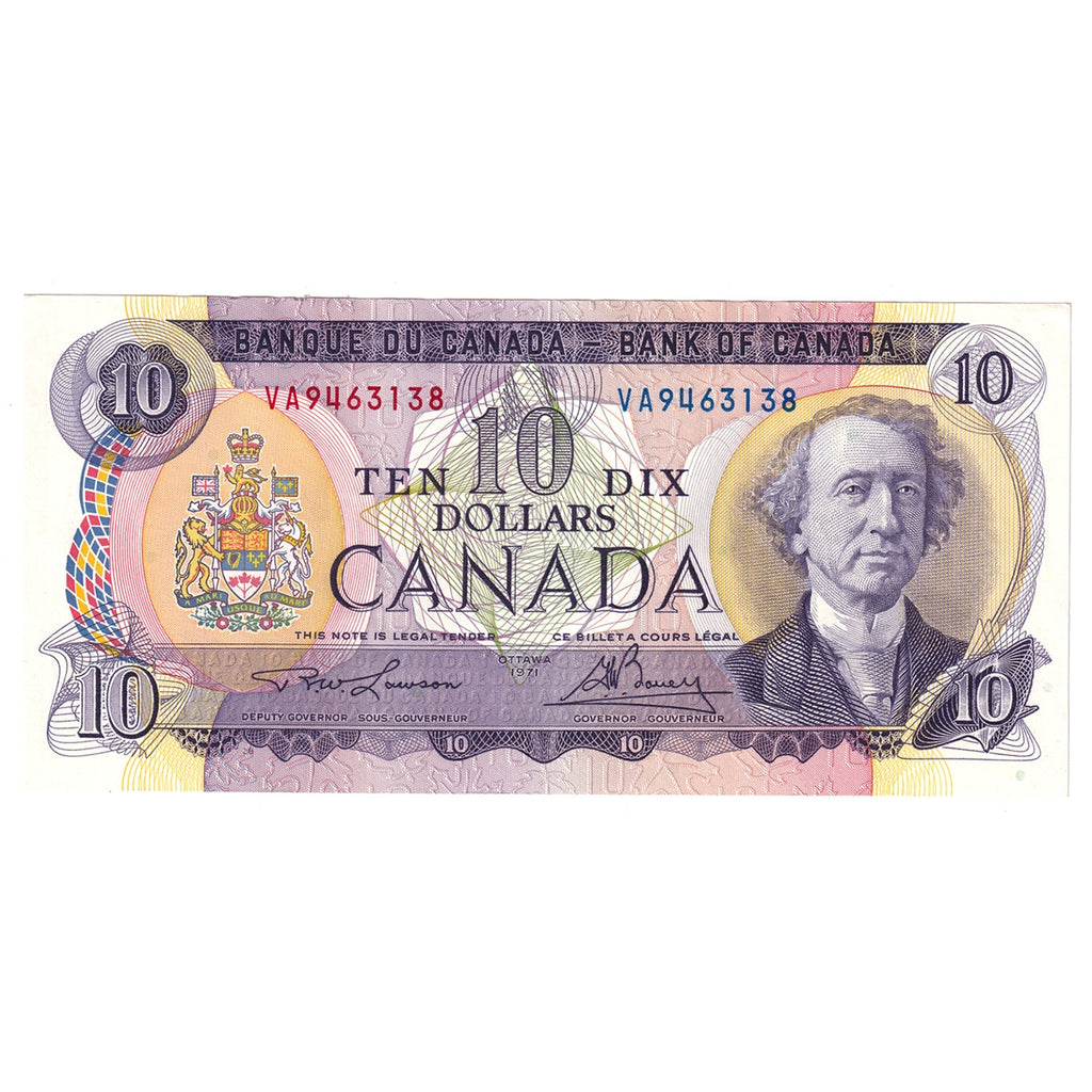 BC-49c 1971 Canada $10 Lawson-Bouey, VA, AU-UNC (AU55)
