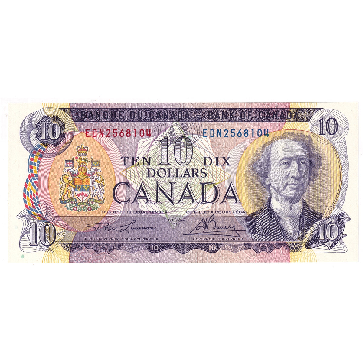 BC-49c-i 1971 Canada $10 Lawson-Bouey, EDN, Uncirculated (MS60)