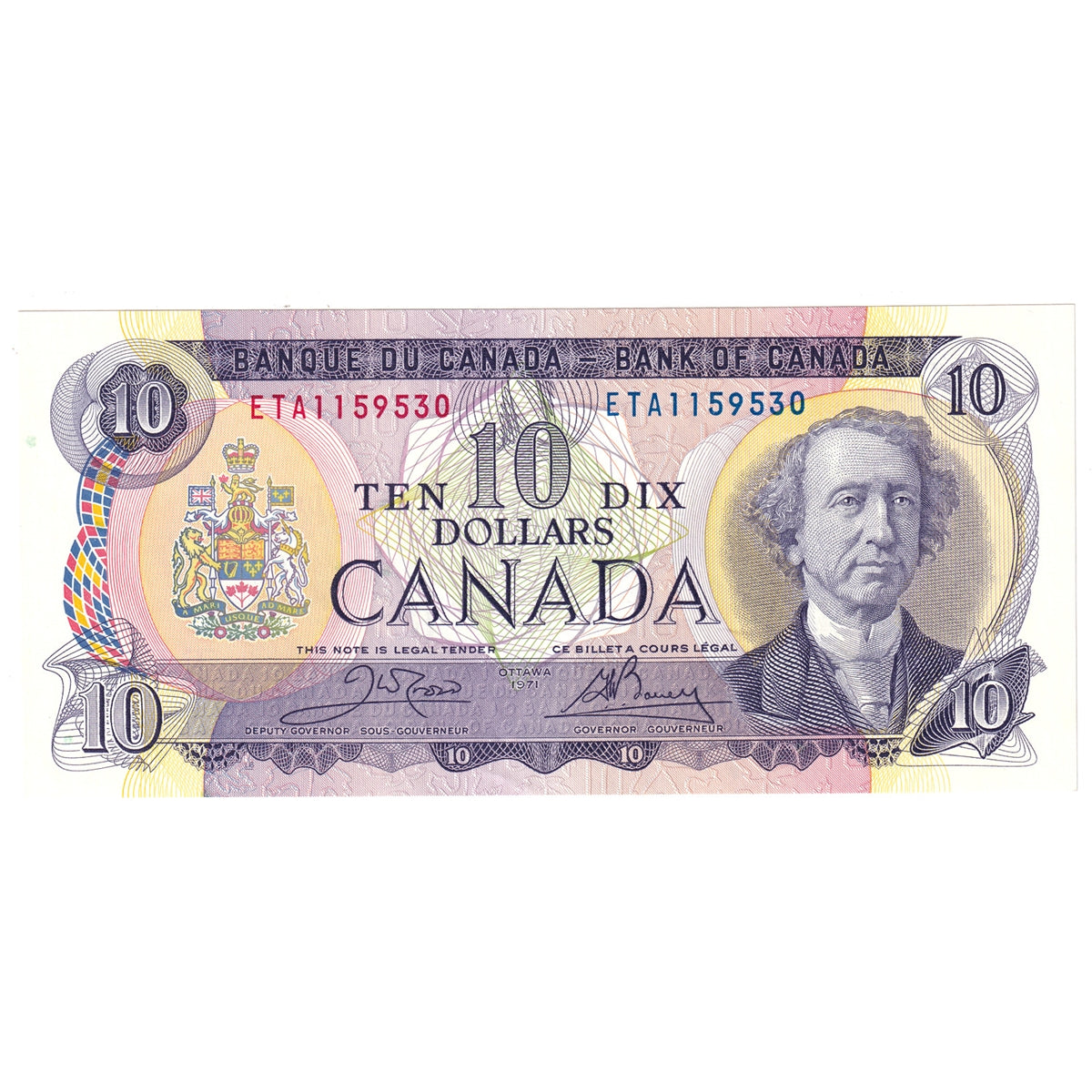 BC-49d 1971 Canada $10 Crow-Bouey, ETA, Uncirculated (MS60)