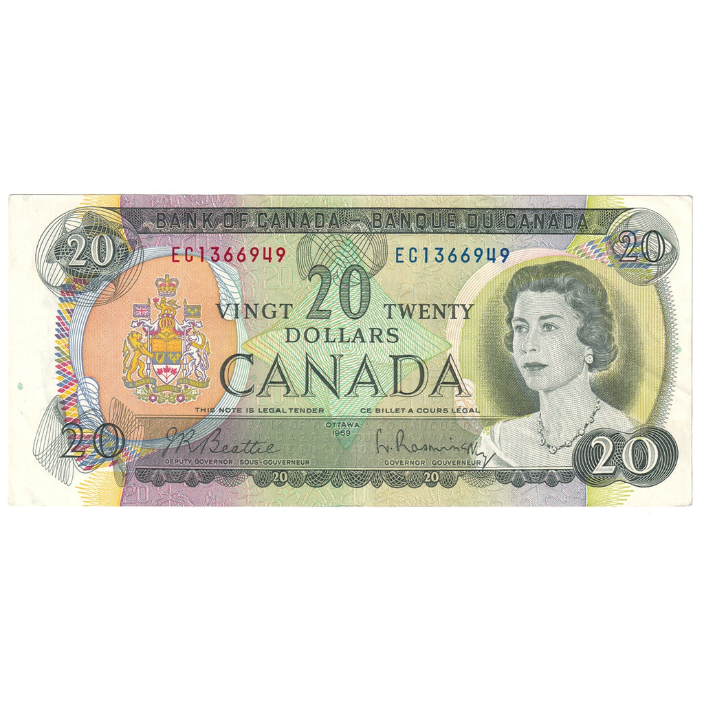 BC-50a 1969 Canada $20 Beattie-Rasminsky, EC, Extra Fine (EF40)