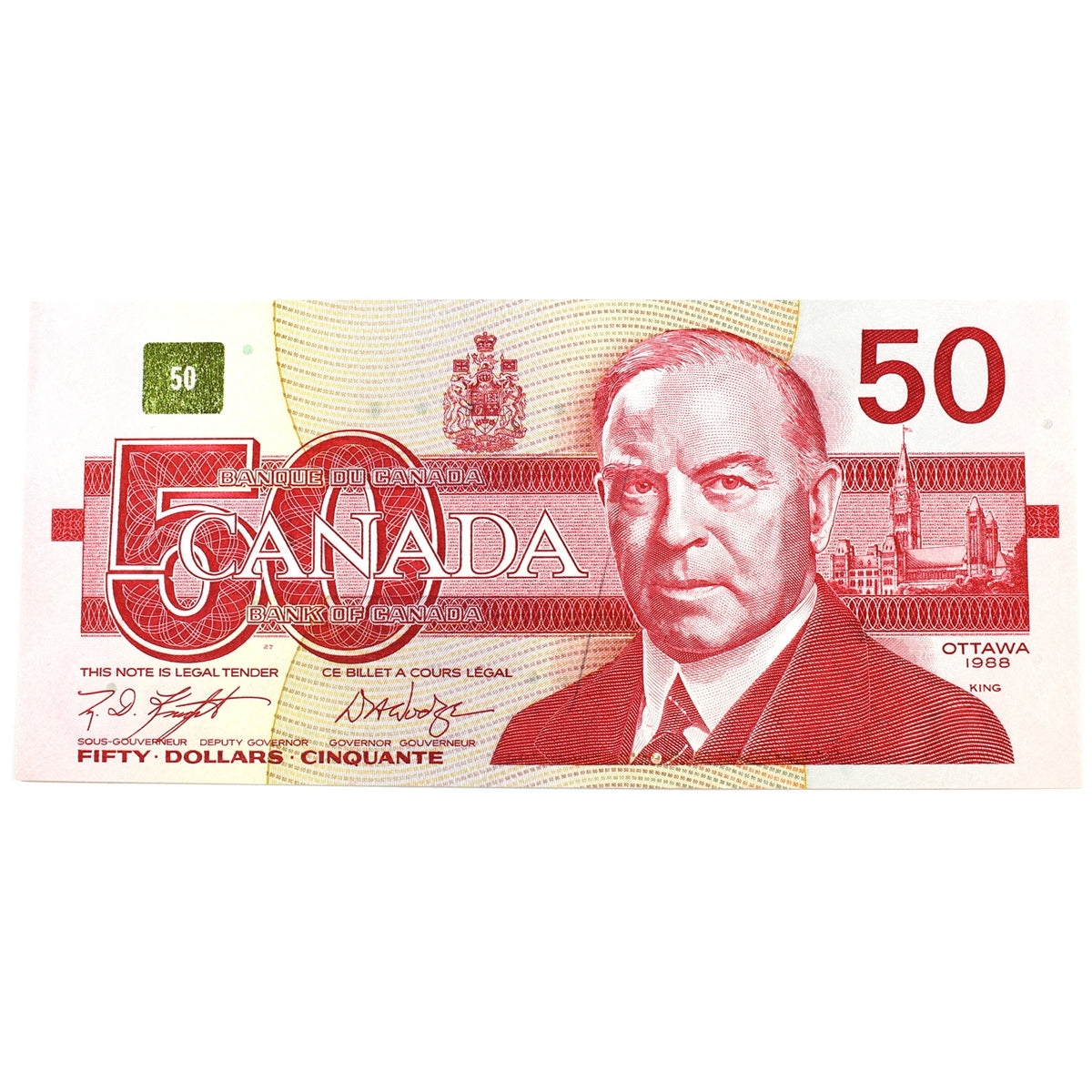 BC-59d 1988 Canada $50 Knight-Dodge, FMD, AU-UNC (AU55)