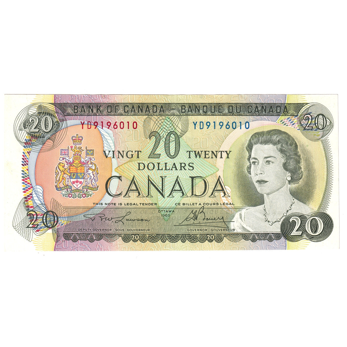 BC-50b 1969 Canada $20 Lawson-Bouey, YD, Extra Fine (EF40)